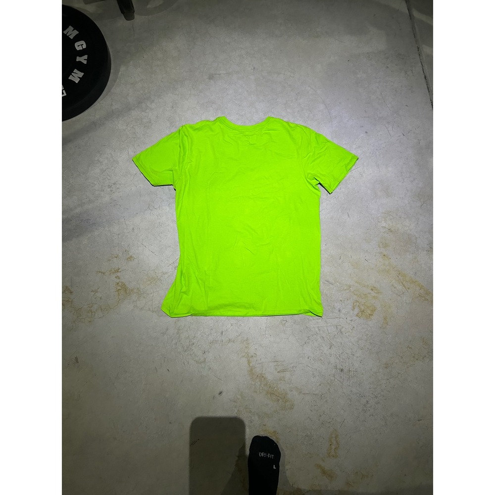 Nike Mens Athletic Cut T-Shirt Neon Lime Green Embroidered Swoosh Logo Large